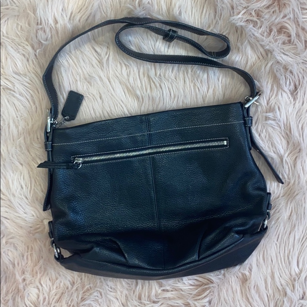 Black leather coach purse